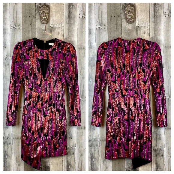 Dress The Population Jayla Sequin Dress in Fuchsia Multi Size Small. - Picture 11 of 13